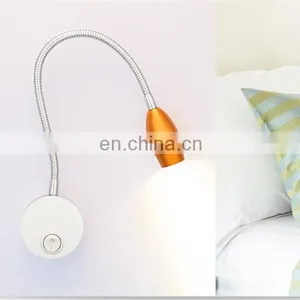 Colourful Light Head 1w 110v 220v Swing Arm Desk Lamp Hot Sell Flexible Hose Bed Lamp Decorative Led Reading Lamp thumbnail-4