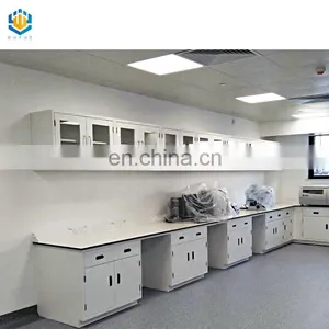 Chemistry Laboratory Table Metal Work Table Work Bench With Hanging Cabinets thumbnail-4
