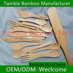 Halloween Bamboo Kitchen Utensil Set Burned/ Christmas Bamboo Wood Cooking Tool Engraved Utensils thumbnail-3