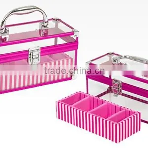 2-Piece Clear Acrylic Make Up Train Case,transparent Acrylic Makeup Box,professional Beauty Box Makeup Vanity Case Quality Choice thumbnail-2