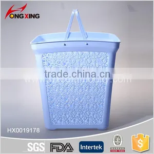 New Home Plastic Rectangular Laundry Basket Tall Hamper & Lid thumbnail-2