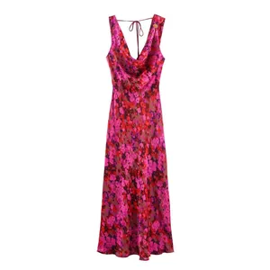 2025 New Fashion Elegant Women's Dress With Floral Print Midi Dress thumbnail-4