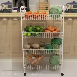 Multi-purpose Floor-standing Kitchen Vegetable Storage Rack, Living Room Sundries Rack, Study Bookshelf, and Children's Room Toy Rack thumbnail-2