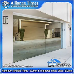 Australian Modern Aluminum Flush Glazed Tempered Glass Panels Sectional Automatic Electric Garage Doors thumbnail-5