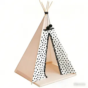 Boho Style Teepee Tent for Kids With Curtains ,Teepee Tent for Kids, Foldable Play Tent for Girls & Boys, , Cozy Warm Room Decor thumbnail-2