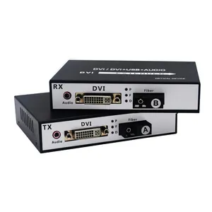 DVI to Fiber Extender up to 20KM With Audio 1080P thumbnail-1
