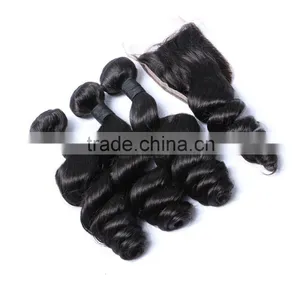 Peruvian Hair Overnight Shipping Hair With Frontal Closure Loose Wave Frontal thumbnail-5