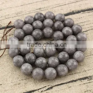 MJ3179 Most Popular Grey Faceted Jade Round Beads,Gray Grey Round Stone Beads thumbnail-1