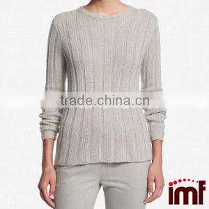 Ribbed Cashmere Sweater,Crew Neck Sweater,Women's thumbnail-1