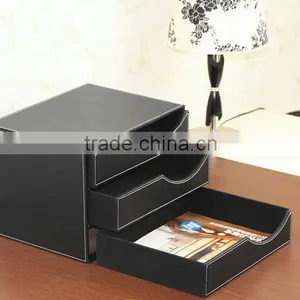 Home & Office Stationery ,hot Sell Pu Faux Leather 4 Drawer Sorter Desk Orgainser thumbnail-3
