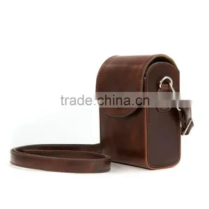 2016 Factory Vertical Protective Dark Brown Leather Camera Case thumbnail-3