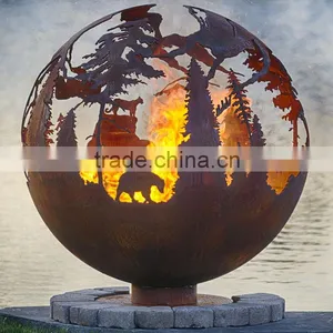 Metal Sphere Fire Pit Ball Iron Cast Outdoor Fire Pit/Portable Fire Pit/Garden Treasures Fire Pit thumbnail-2