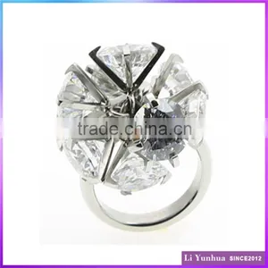 Stainless Steel Rings With Crystal Diamonds thumbnail-1