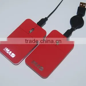 USB Wired LED Logo Flat Credit Card Gift Slim Mouse thumbnail-4