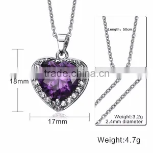 Beautiful Heart Purple Zircon Amethyst Crystal Necklace thumbnail-5