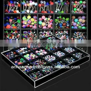 Display w/ Assorted Steel Bananas , Barbells , Labrets With Acrylic Balls & Cones (360 Pcs) thumbnail-1