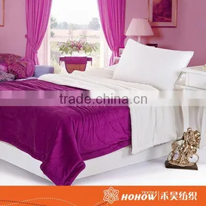 100% Polyester Fiber Blanket Purple Flannel Warm Plain Blankets thumbnail-2