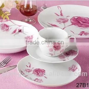 20pcs High Grade Ceramic Plain White Dinner Set, Modern Dinnerware for Home Hotel Restaurant, Moon Plates Coupe Shape Ceramics thumbnail-5