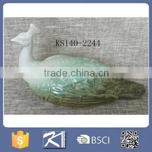 Gradient Color Home Decorative Porcelain Peacock Figurine thumbnail-2