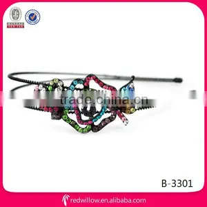 New Fashion Colorful Diamante Flower Metal Wire Headband for Young Girls thumbnail-1