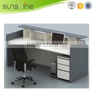 Office Reception Desk White Table Green Dampers With Iron Frame Modern thumbnail-6