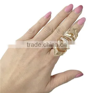 Hollow Gothic Armour Adjustable Charm Rhinestones Crystal Link Finger Ring thumbnail-1