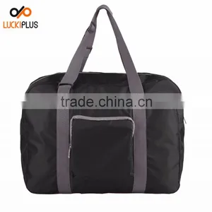 Luckiplus Foldable Travel Duffel Bag Luggage Sports Gym Water Resistant Nylon Black thumbnail-3