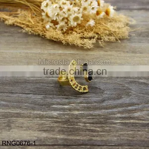 2 Set Brand Hollow With Black Crystal Punk Ring thumbnail-2