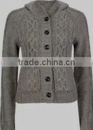 Hooded Chunky Cable Knitted Cardigan thumbnail-1