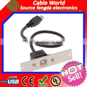 USB 2.0 B Male to USB B Female Socket Printer Panel Mount Cable thumbnail-1
