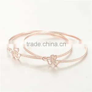Rose Gold Plated Jewelry Gold Bracelet Clover PB001A-21 thumbnail-5