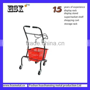 Supermarket Powder Coat Double Shopping Basket Cart Trolley HSX-S470 thumbnail-3