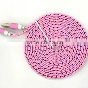 New Arrival Micro Colorful Noodle Flat Data Sync 3m USB Charging Cable for Cell Phone thumbnail-5