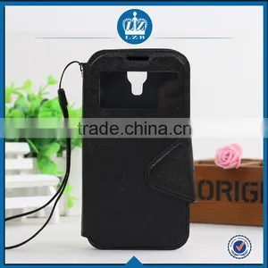 LZB Fashion Color Contrast Series View Windows PU Leather Case Flip Cover for Iphone 4 thumbnail-1