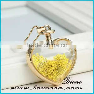 Latest Jewelry Accessories Real Flower Clear Galss Pendant With Chain thumbnail-4