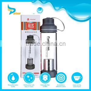 2016 Double Foldable Bpa Free Silicone Glass Water Bottle With Tea Infuser thumbnail-1