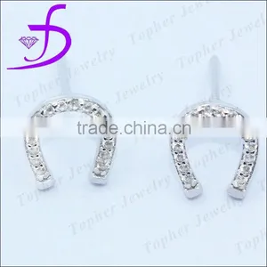 Special Design 925 Sterling Silver Jewellery White Stone Stud Earrings thumbnail-1
