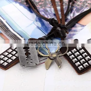 N0014 Wholesale Scissors Leather Necklace Fashionable Design Latest Necklace thumbnail-1