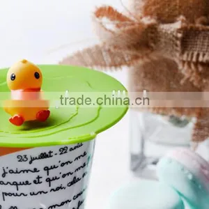 Cute Cartoon Leak Proof Soft Little Yellow Duck Silicone Suction Cup Lid thumbnail-3