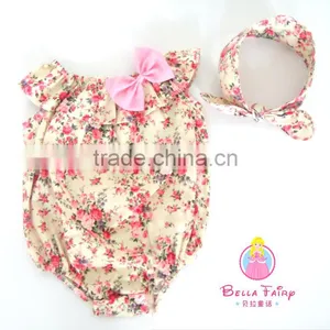 2016Direct Manufacturer Kids Summer Wear Sleeveless Seaside Bella Romper ,Baby Girls Floral Jumpsuit, Boutique Outfits For Girls thumbnail-6