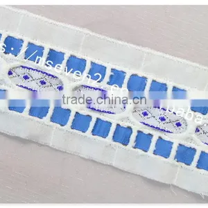 Fashion Design 5cm Width Embroidery Satin Ribbon With Cotton Triming thumbnail-2