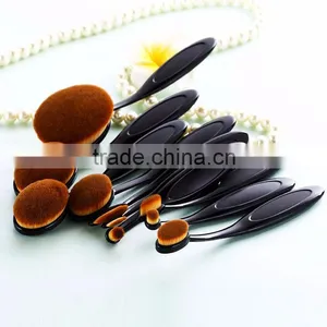 Tops 10 PCS OEM Oval Gold Cosmetic Toothbrush Makeup Brush Sets thumbnail-1