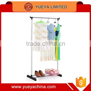China Goods Wholesale Collapsible Standard Mobile Clothes Rack Single Rail thumbnail-1
