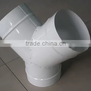 Galvanized Steel Y Branch Tee 3 Way Tube Duct Fitting Connector for Hydroponic Air Ventilation System thumbnail-3