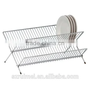 Large Folding 2 Layer Kitchen Dish Drainer Rack thumbnail-1