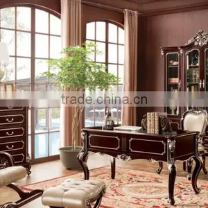 Wooden Home Study Furniture Solid Wood Carving Office Wiriting Tabe Set thumbnail-1
