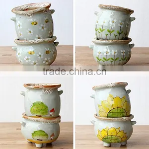 Attractive Hand-painted Cartoon Ceramic Flower Pot thumbnail-1
