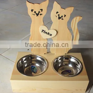 Factory Direct Small Wooden Cat Feeder/wood Cat Bowl thumbnail-1