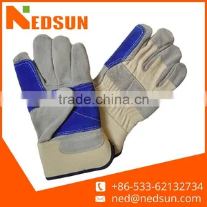 Reinforce Palm Durable Safety Working Split Leather Safety Gloves thumbnail-1