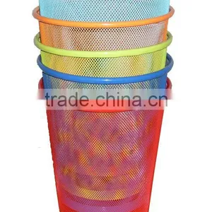 Colourful Round Metal Mesh Waste Bin For Home/Office thumbnail-2